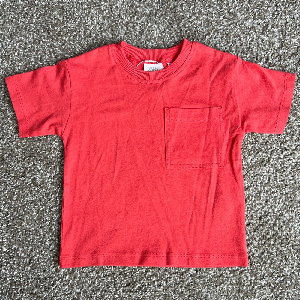 Zara Kids Coral Short Sleeve Tee with Pocket